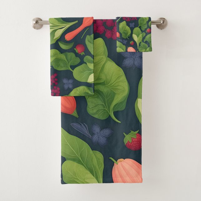 Spinach Rainbow Colourful Personalized Pattern Bath Towel Set (Insitu)