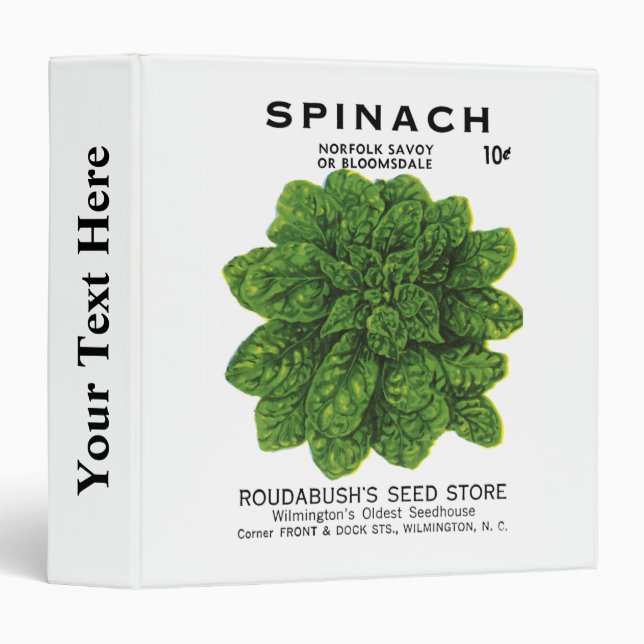 Spinach Seed Packet Label Binder (Front/Spine)