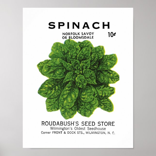 Spinach Seed Packet Label Poster (Front)