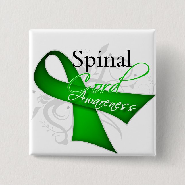 Spinal Cord Injury Awareness Ribbon 2 Inch Square Button (Front)