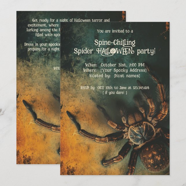 🕷️Spine-Chilling Spider HALLOWEEN Party Invitation (Front/Back)