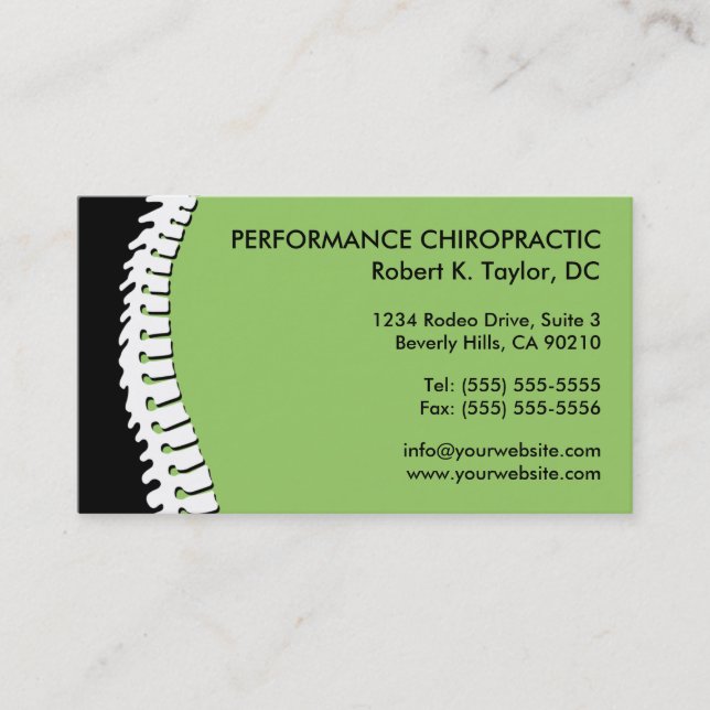 Spine Cutout Chiropractic Business Cards (Front)