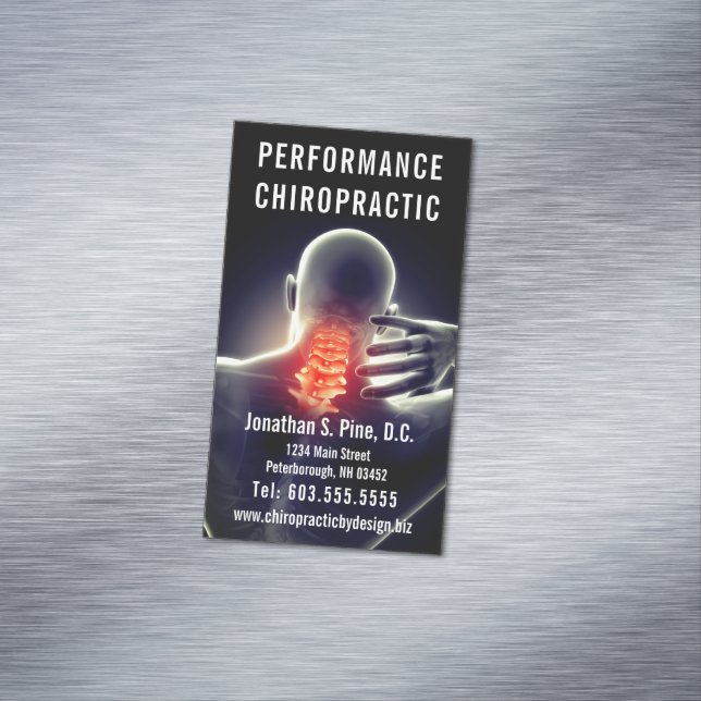 Spine Graphic (Neck Pain) Chiropractic Magnetic Business Card (In Situ)