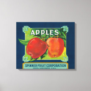 Spinner Fruit Apple Label - Yakima, WA Canvas Print