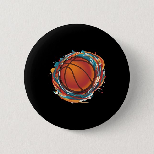 Spinning Basketball Ball  2 Inch Round Button (Front)