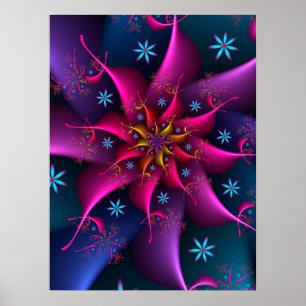 Spinning Evening Flowers Poster