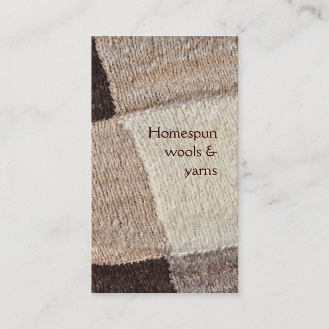 Spinning or knitting undyed wool business card (Front)