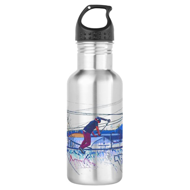 Spinning the Deck - Stunt Scooter 532 Ml Water Bottle (Front)