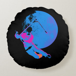 Spinning the Moon - Scooter Rider Round Pillow
