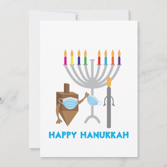 Spinning top and Candle with face mask Holiday Card (Front)