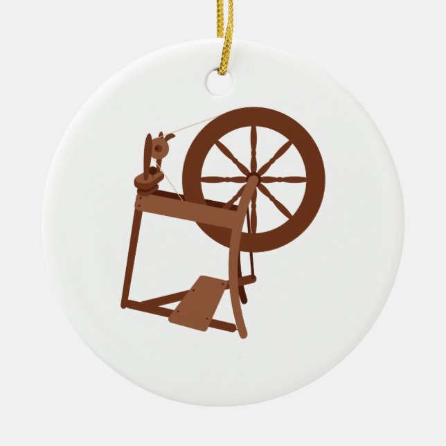 Spinning Wheel Ceramic Ornament (Front)