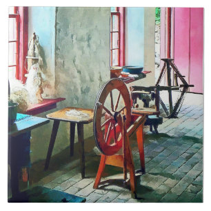 Spinning Wheel Near Window Tile