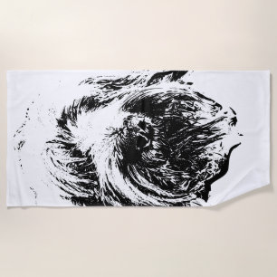 Spinone Beach Towel – Ink Dog Head Portrait