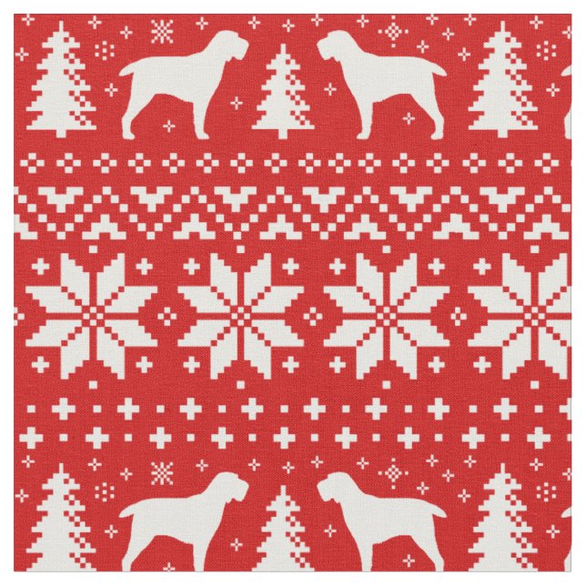 Spinone Italiano Dog Silhouettes Christmas Holiday Fabric (Close Up)