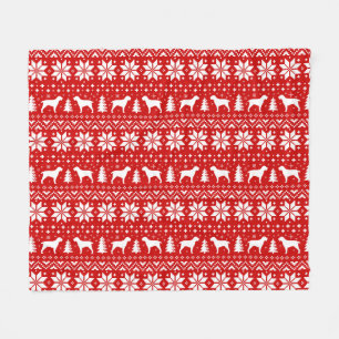 Spinone Italiano Dog Silhouettes Christmas Holiday Fleece Blanket