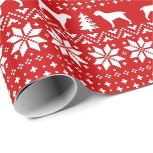 Spinone Italiano Dog Silhouettes Christmas Red Wrapping Paper