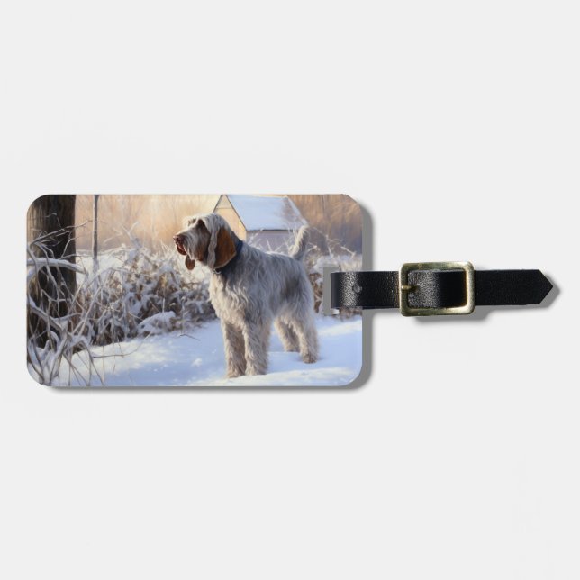 Spinone Italiano Let It Snow Christmas Luggage Tag (Front Horizontal)