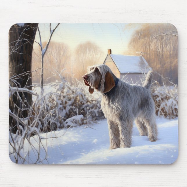 Spinone Italiano Let It Snow Christmas Mouse Pad (Front)