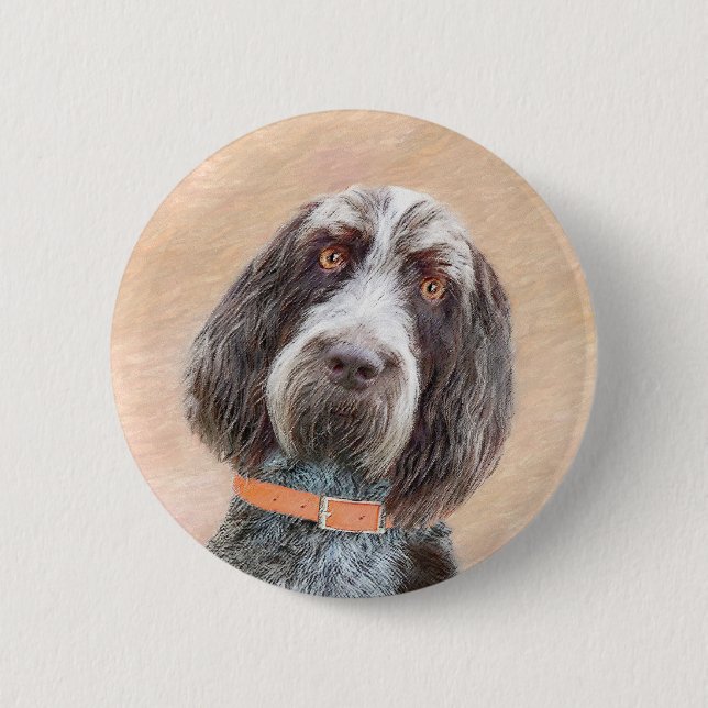 Spinone Italiano Painting - Cute Original Dog Art 2 Inch Round Button (Front)