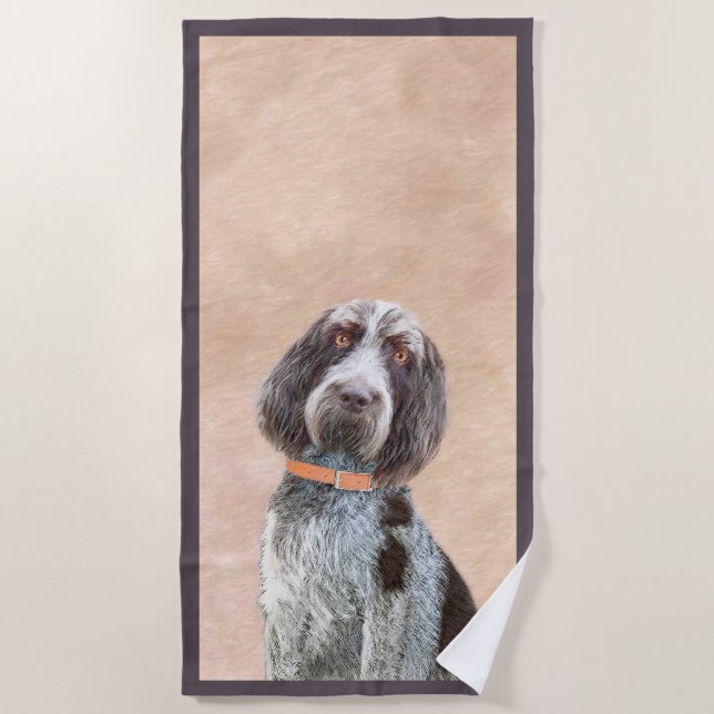 Spinone Italiano Painting - Cute Original Dog Art Beach Towel (Front)