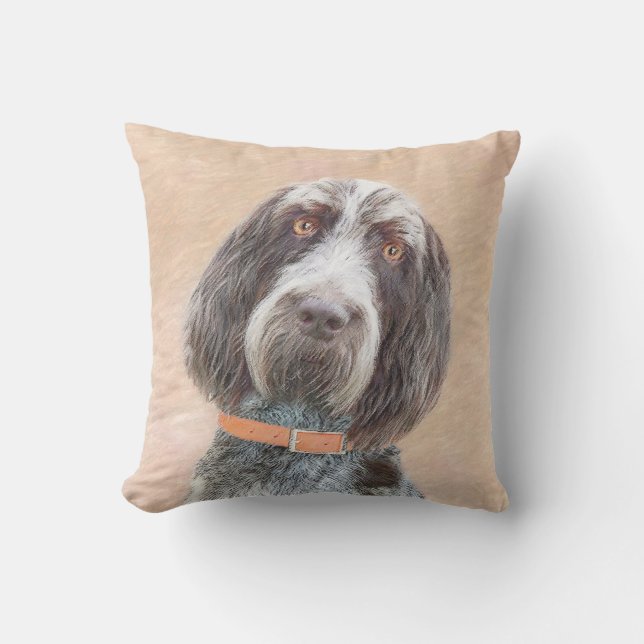 Spinone Italiano Painting - Cute Original Dog Art Outdoor Pillow (Front)