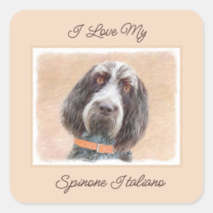 Spinone Italiano Painting - Cute Original Dog Art  Square Sticker