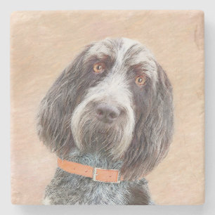 Spinone Italiano Painting - Cute Original Dog Art Stone Coaster