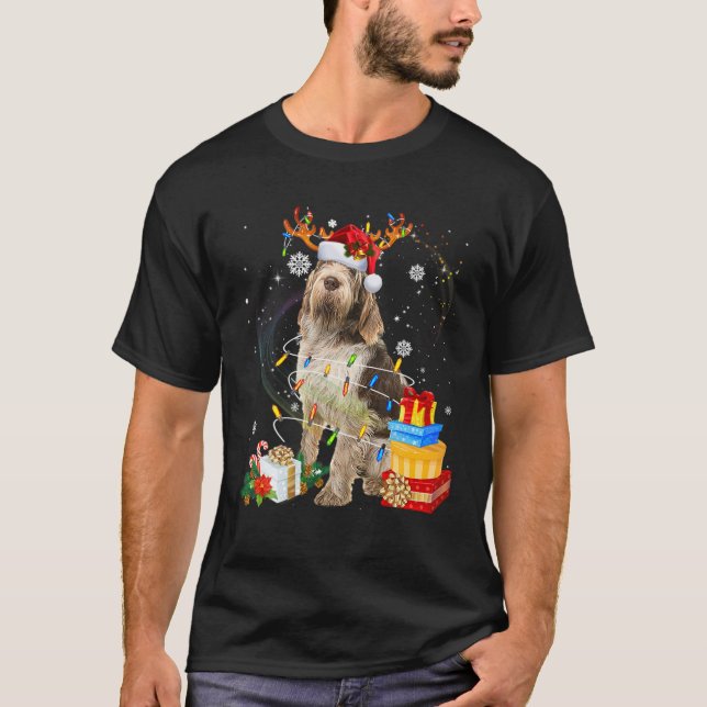 Spinone Italiano Reindeer Santa Christmas Funny Do T-Shirt (Front)