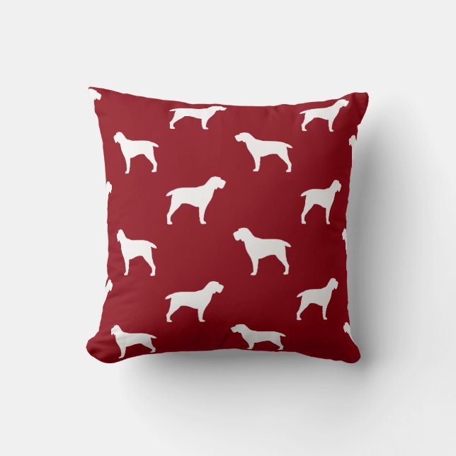 Spinone Italiano Silhouettes Pattern Red Throw Pillow (Front)
