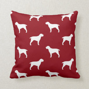 Spinone Italiano Silhouettes Pattern Red Throw Pillow