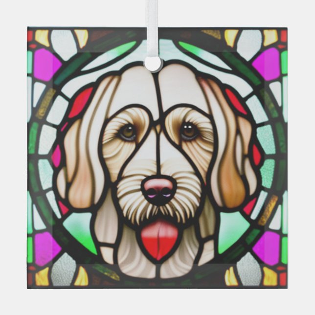 Spinone Italiano "Stained Glass" Glass Ornament (Front)