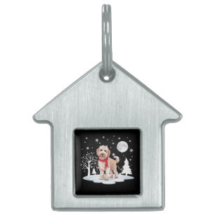 Spinone Italiano Under Moonlight Snow Christmas  Pet ID Tag
