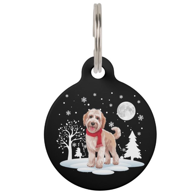 Spinone Italiano Under Moonlight Snow Christmas  Pet Tag (Front)