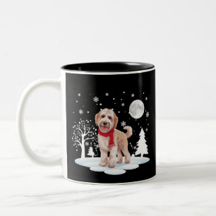 Spinone Italiano Under Moonlight Snow Christmas Two-Tone Coffee Mug