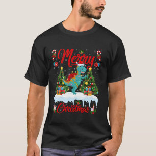 Spinosaurus Dinosaur Merry Christmas Tree Lights S T-Shirt