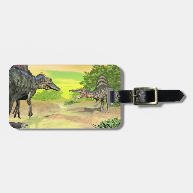 Spinosaurus dinosaurs fight - 3D render Luggage Tag (Front Horizontal)
