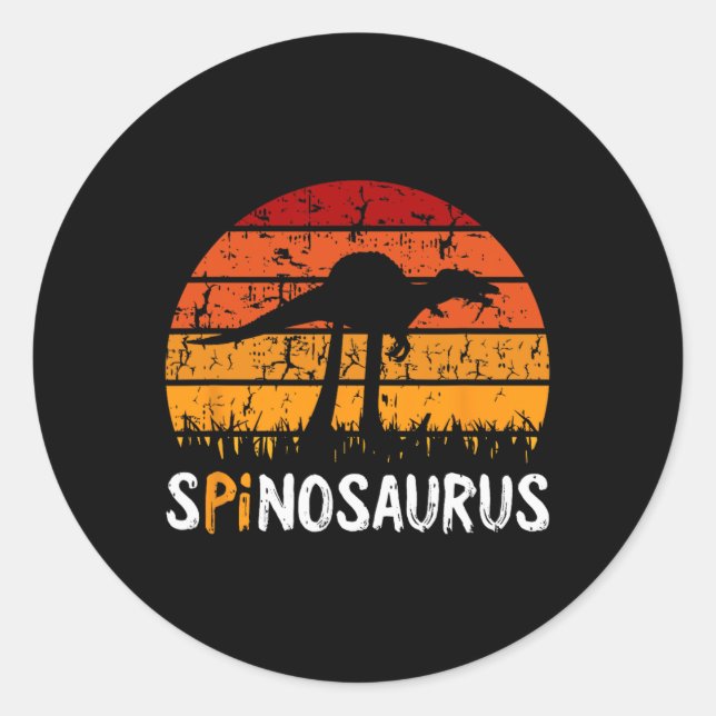 Spinosaurus Pi Day Retro Math Symbols Teacher Stud Classic Round Sticker (Front)