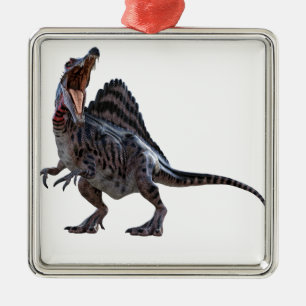 Spinosaurus Squatting and Looking to the Left Metal Ornament