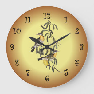 Spiny-Cheeked Honey-Eater ~ Elizabeth Gould 06 Large Clock
