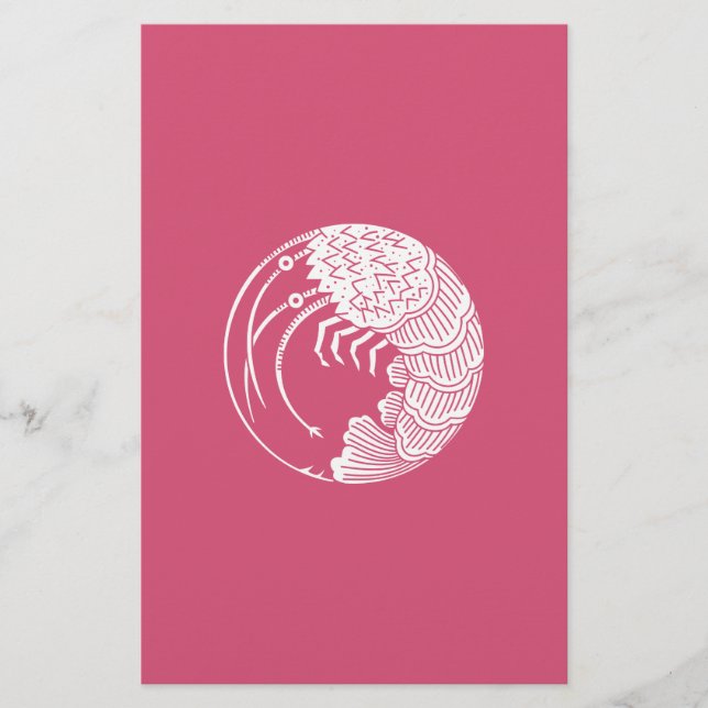 Spiny lobster circle stationery (Front)
