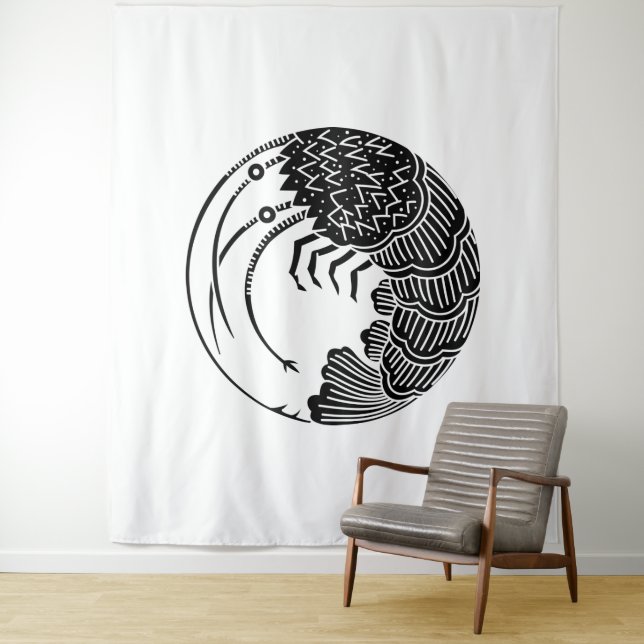 Spiny lobster circle tapestry (In Situ)