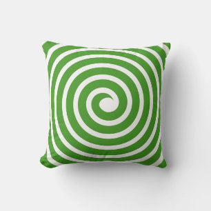 Spiral  -  Avocado Green on White Throw Pillow