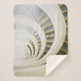 Spiral black and white stairs sherpa blanket