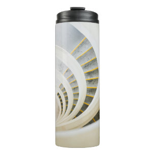 Spiral black and white stairs thermal tumbler