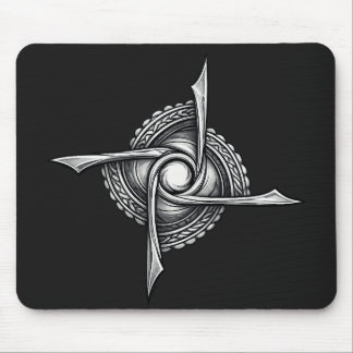 Spiral Blade Sigil – Abstract Rotational Symbol Mouse Pad