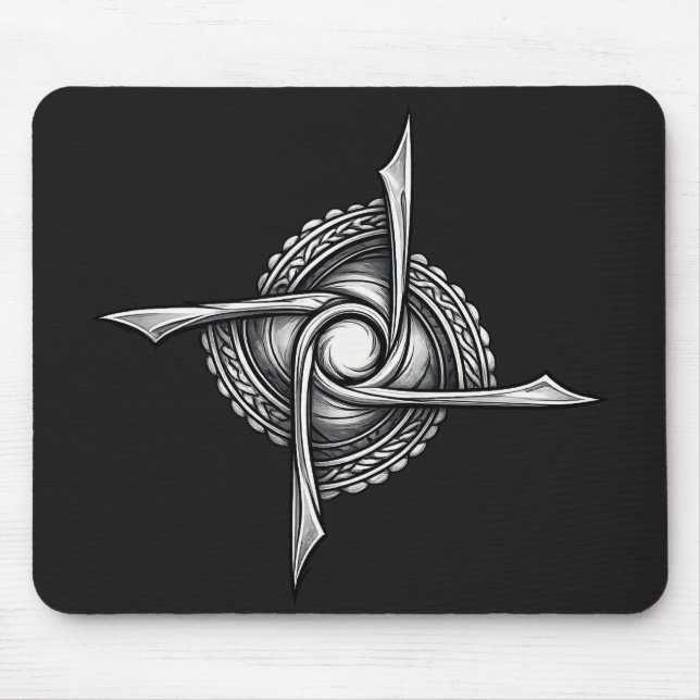 Spiral Blade Sigil – Abstract Rotational Symbol Mouse Pad (Front)