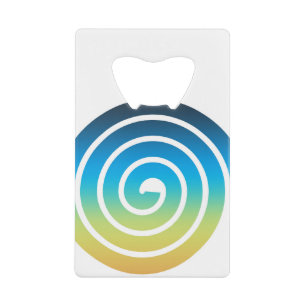 SPIRAL BLUE AND GREEN CREDIT CARD BOTTLE OPENER