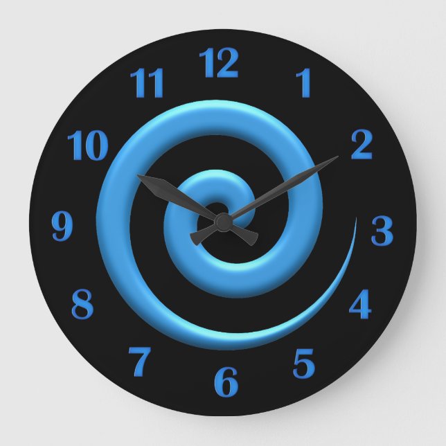 Spiral Blue with Blue Numbers Wall Clock (Front)