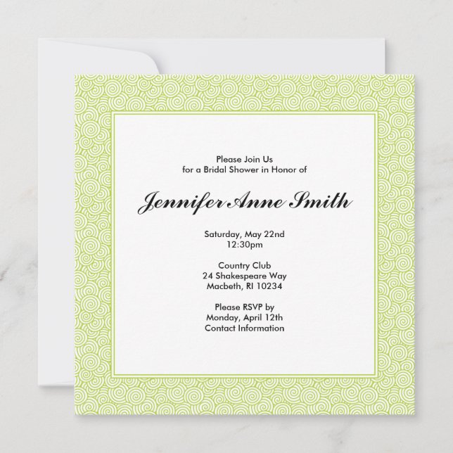 Spiral Bridal Shower Invitation (Front)