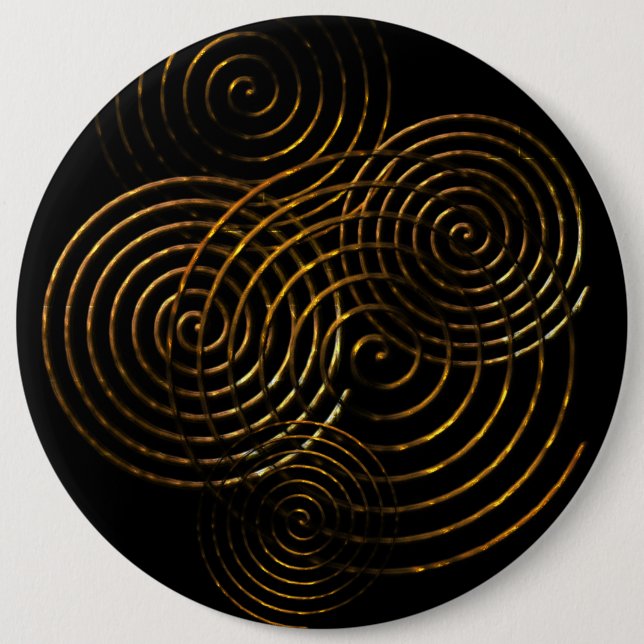 Spiral Celtic symbol gold metallic 6 Inch Round Button (Front)